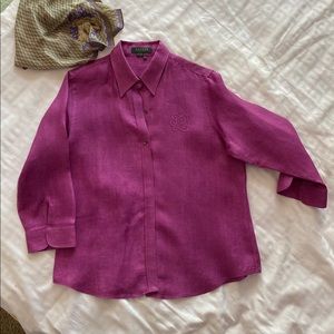 RALPH LAUREN Linen Buttoned  Blouse